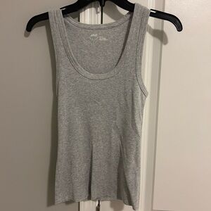 Aerie Gray Fitted Ribbed Sleeveless Tank Top